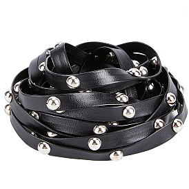 Плоский шнур из искусственной кожи, люверсы/заклепки из платинового сплава, для изготовления ювелирных изделий