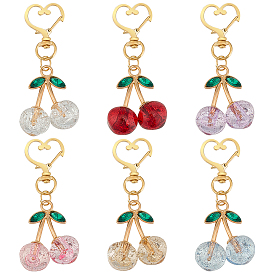 6шт 6 цвета акриловые подвесные украшения, с застежкой-сердечком из сплава, вишня
