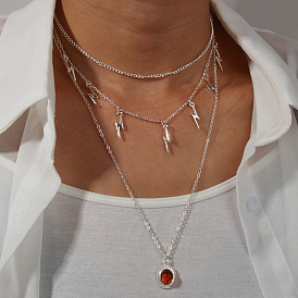 Stylish Multi-layered Oval Pendant Necklace for Women by NE369 Jewelry