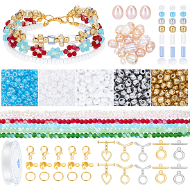 Наборы для изготовления находок своими руками, включают в себя застежки-клешни из сплава для лобстеров, Эластичная кристальная нить, железный шарик советы узел крышки, Железные соединительные колечки, Застежка тоггл из сплава, культурный жемчуг пресноводных