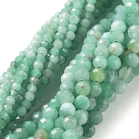 Natural Emerald Quartz Beads Strands, Round, Faceted, Garde 3A