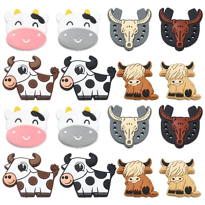 16 шт. 8 стиль, экологически чистые силиконовые фокальные бусины пищевого качества, корова и крупный рогатый скот