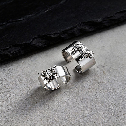 304 Stainless Steel Cuff Open Rings, Stainless Steel Color