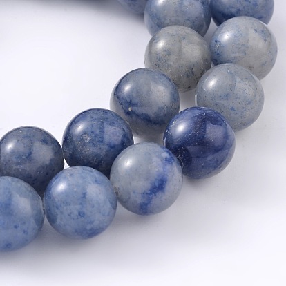 Azules naturales perlas de aventurina hebras, rondo