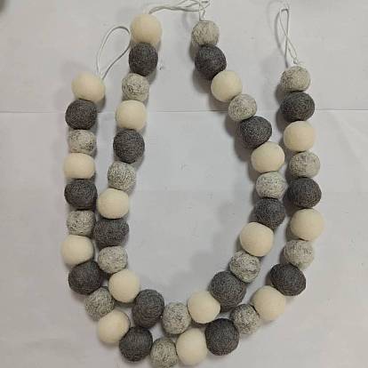 2Pcs Wool Round Ball Beaded Braided Curtain Tiebacks, with Cotton Cord