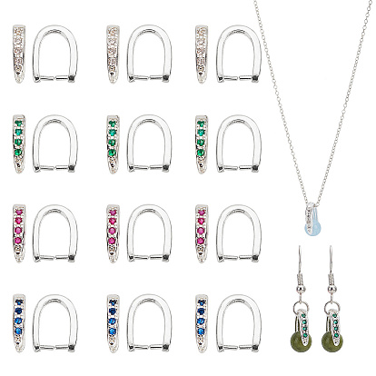 16 шт. 4 цвета стойка покрытие латунь паве кубический цирконий защелка на дужках, без кадмия и без свинца