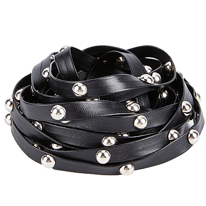 Плоский шнур из искусственной кожи, люверсы/заклепки из платинового сплава, для изготовления ювелирных изделий