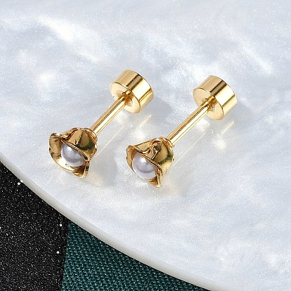 Искусственные беруши из пластика с цветочным рисунком, 304 серьги-гвоздики из нержавеющей стали для женщин