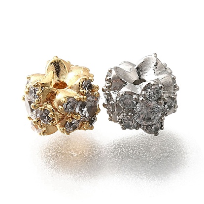 Латунные микро проложить кубического циркония бусы, без кадмия, без никеля и без свинца, цветок