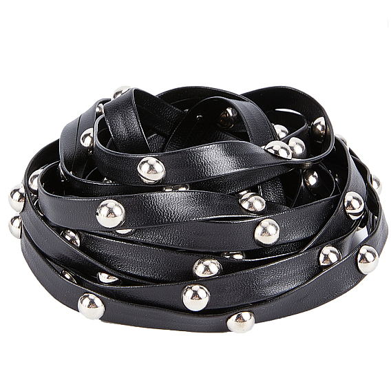 Плоский шнур из искусственной кожи, люверсы/заклепки из платинового сплава, для изготовления ювелирных изделий