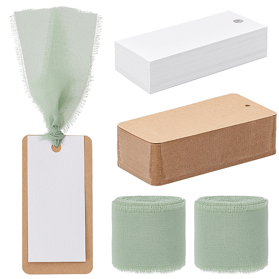 Paper Blank Card, with Faux Suede Cord, Rectangle