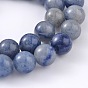 Azules naturales perlas de aventurina hebras, rondo