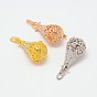 Brass Rhinestone Cage Pendants, For Chime Ball Pendant Necklaces Making, Drop, Lead Free & Nickel Free & Cadmium Free, 57x22mm, Hole: 9mm, Inner Diameter: 18mm