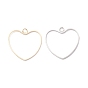 Rack Plating Brass Open Back Bezel Pendants, Long-Lasting Plated, Cadmium Free & Lead Free, Hollow Heart