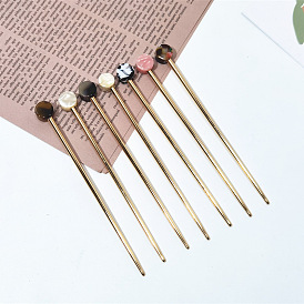 Minimalist Acetate Hairpin for Daily Updo - Metal Hair Clip for Ponytail