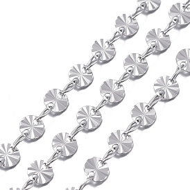 304 Stainless Steel Sunflower Link Chains, Textured, Solded