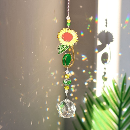 Crystal Pendant Decorations, with Metal Findings, for Home, Garden Decor