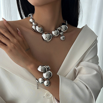 Модные железные круглые браслеты и ожерелья наборы