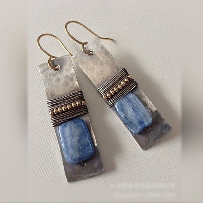 Alloy Resin Dangle Earrings for Women, Rectangle
