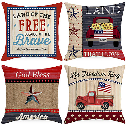 American Independence Day Linen Printed Pillow Cover Holiday Home Decoration Sofa Living Room Pillow Cushion Cover