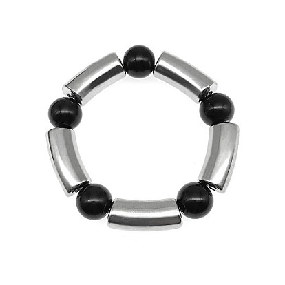 Stainless Steel & Glass Bead Stretch Bracelets for Women Men