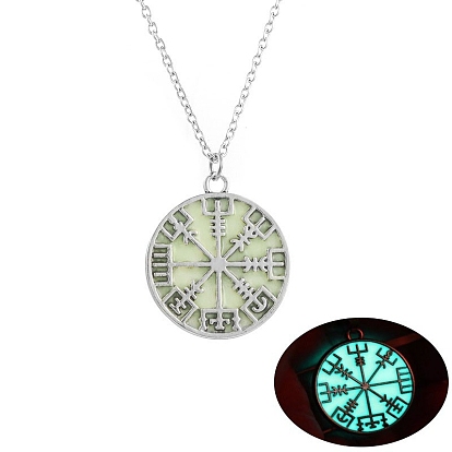 Светящийся в темноте сплав викинг компас кулон кабель цепь nekclaces, платина