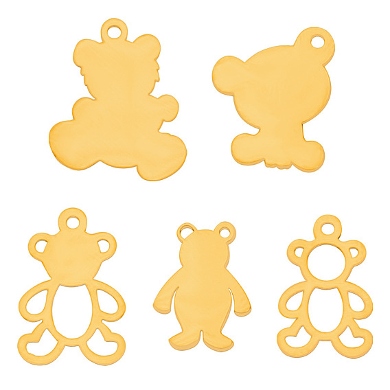 Stainless Steel Charms, Laser Cut, Bear Charm