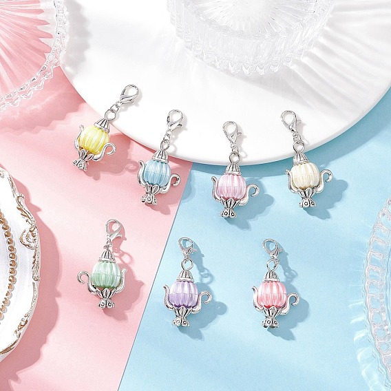 Подвеска-чайник из искусственного акрилового жемчуга и сплава, с карабин-лобстерами 