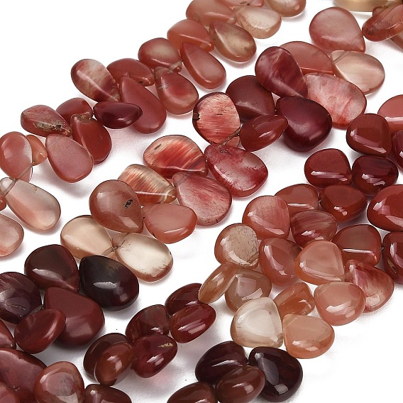 Perles de feldspath andésine naturel à dégradé de couleurs, larme, top foré