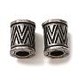 304 Stainless Steel European Beads, Large Hole Beads, Column with Zigzag Pattern