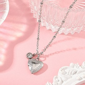 316 Stainless Steel Heart Locket Photo Pendant 304 Stainless Steel Satellite Chain Necklaces