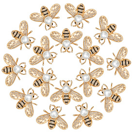 50 шт. булавки для лацканов одежды из сплава со стразами, Пчелы