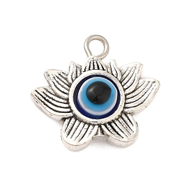 Tibetan Style Alloy Resin Pendants, Flower with Eye