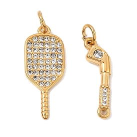 304 Stainless Steel with Rhinestone Pendants, Pickleball Paddle/Ice Hockey Charms