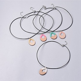 Collares colgantes de resina y madera, con cordón de cuero de vaca y 304 hallazgos de acero inoxidable, gota