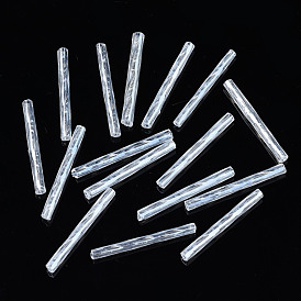 2000pcs/Bag Silver Lined Transparent Glass Bugle Beads Tube Goldenrod 20x2.5mm 