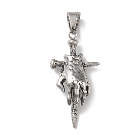 304 Stainless Steel Pendants, Cross with Ghost Hand Charm