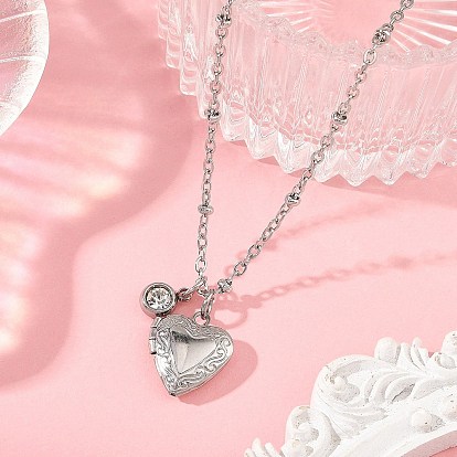 316 Stainless Steel Heart Locket Photo Pendant 304 Stainless Steel Satellite Chain Necklaces