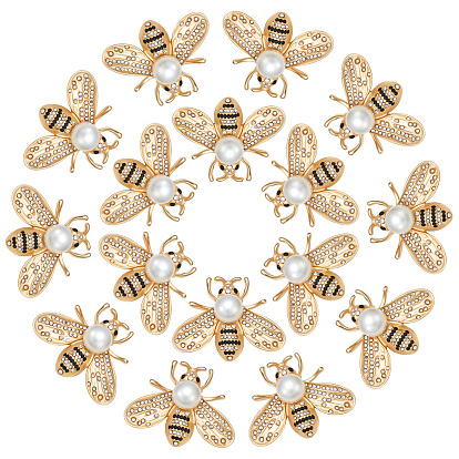 50 шт. булавки для лацканов одежды из сплава со стразами, Пчелы