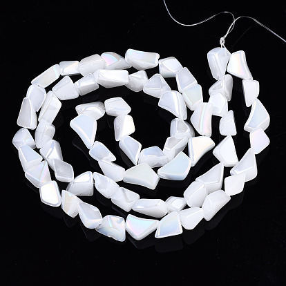 Electroplate Glass Beads Strands, Imitation Jade, Nuggets