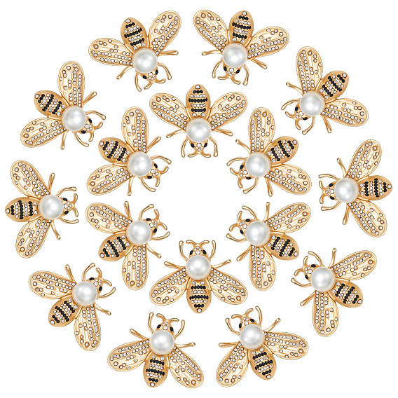 50 шт. булавки для лацканов одежды из сплава со стразами, Пчелы