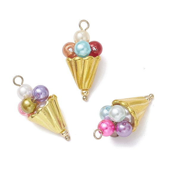 Подвески из акрила и перламутрового стекла, мороженое прелести, со сплавочной фурнитурой