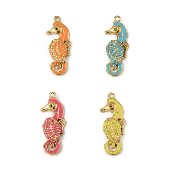 304 нержавеющей стальной эмали подвески, вакуумное покрытие pvd, реальный 18 k позолоченный, очарование морского конька