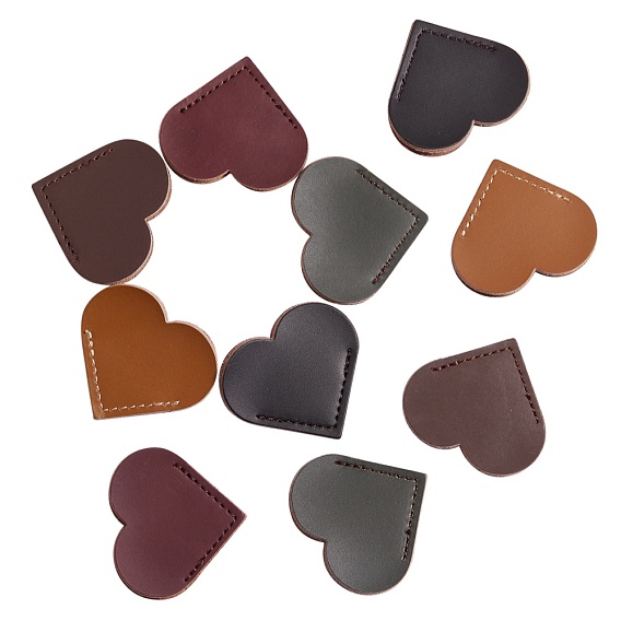 10 Pcs 5 Colors Leather Bookmarks, Page Marker for Book, Heart Shape