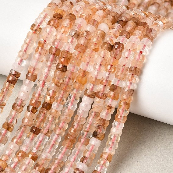 Натуральный гематоидный кварц / нитки из железистого кварца, рондель, граненые