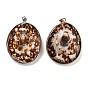 Гальванические подвески из натуральных ракушек, латунные овальные подвески с железными застежками-кнопками