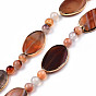 Natural Agate Beads, with Golden Plated Brass Findings, Dyed & Heated, Oval & Round