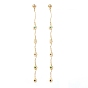 Brass Enamel Chain Tassel Earrings, with 304 Stainless Steel Stud Earring Findings and Iron Ear Nuts, Flower,  Colorful