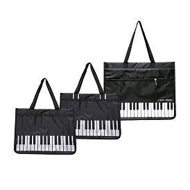 Nylon Piano Keys Music Tote Bags, Music Shopping Bag with Zipper, Rectangle