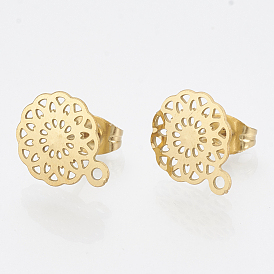 304 Выводы серьги из нержавеющей стали шпилька, с петлей, цветок